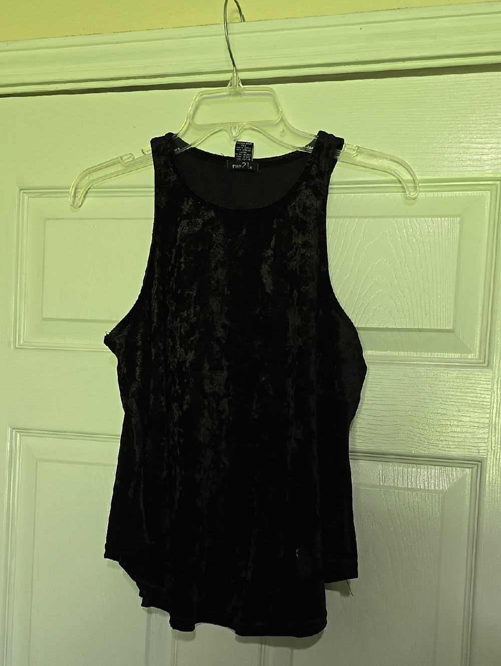 Rue21 Black Crushed Velvet Tank Top - Size Large